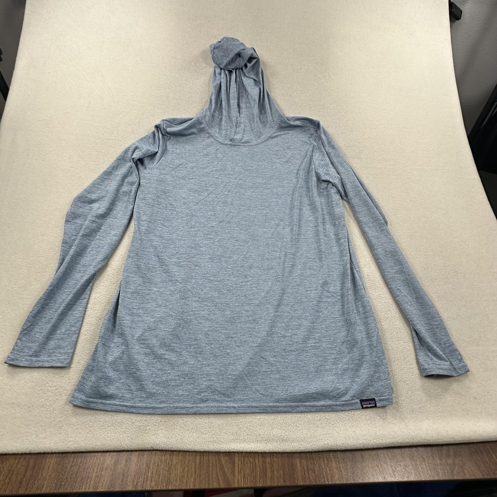 Patagonia Women's Long Sleeve Hooded Tee in Light Blue Heather
